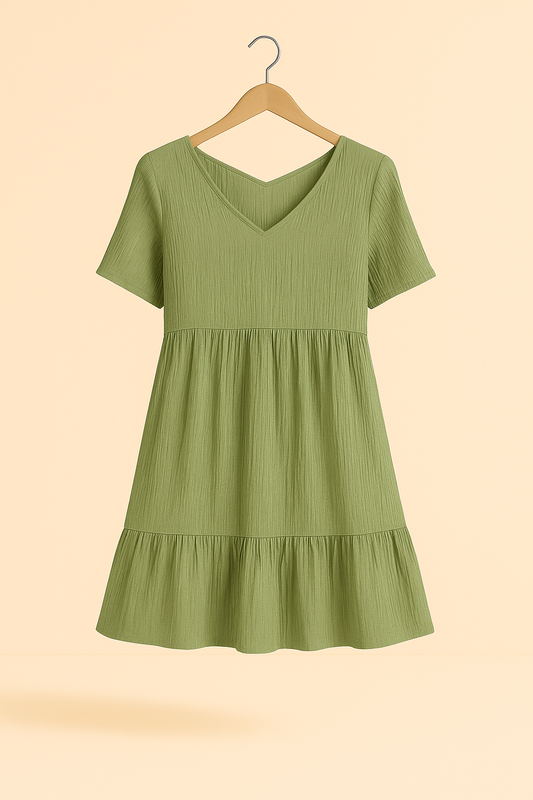 Vestido Veraniego Cuello en V con Volantes - Estilo y Comodidad