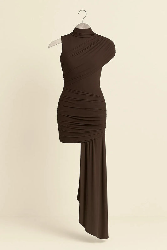 Vestido Drapeado Irregular para Mujer