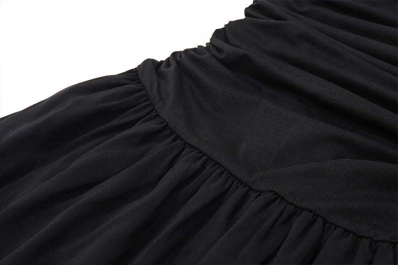 WhereMery-Vestidos largos elegantes para mujer, vestido largo liso fruncido, Sexy, primavera Y2K, temperamento de verano, Vestidos de cintura alta