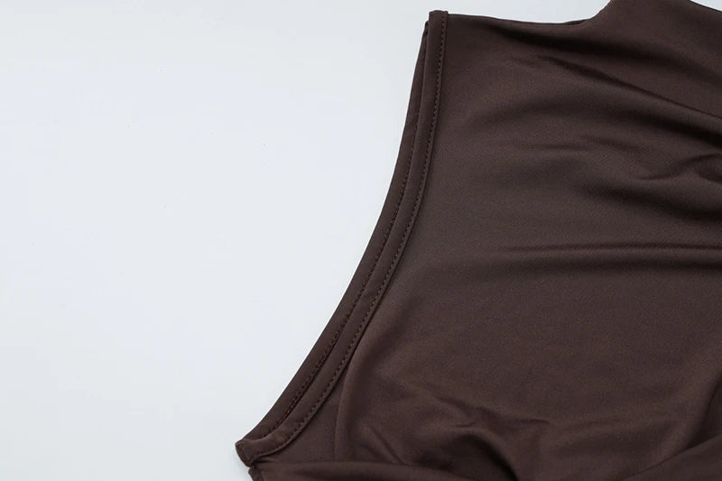 Mozision-minivestido Sexy fruncido drapeado Irregular para mujer, elegante vestido de fiesta plisado de cintura alta sin mangas con cuello alto