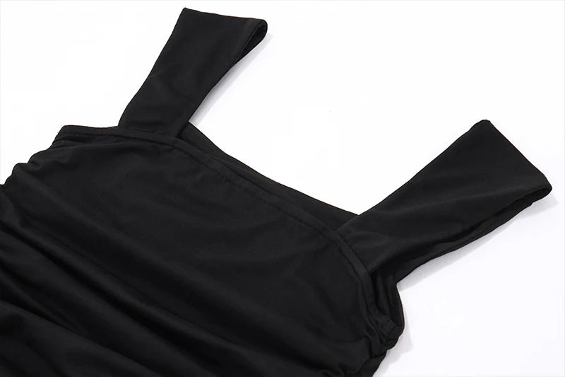 WhereMery-Vestidos largos elegantes para mujer, vestido largo liso fruncido, Sexy, primavera Y2K, temperamento de verano, Vestidos de cintura alta