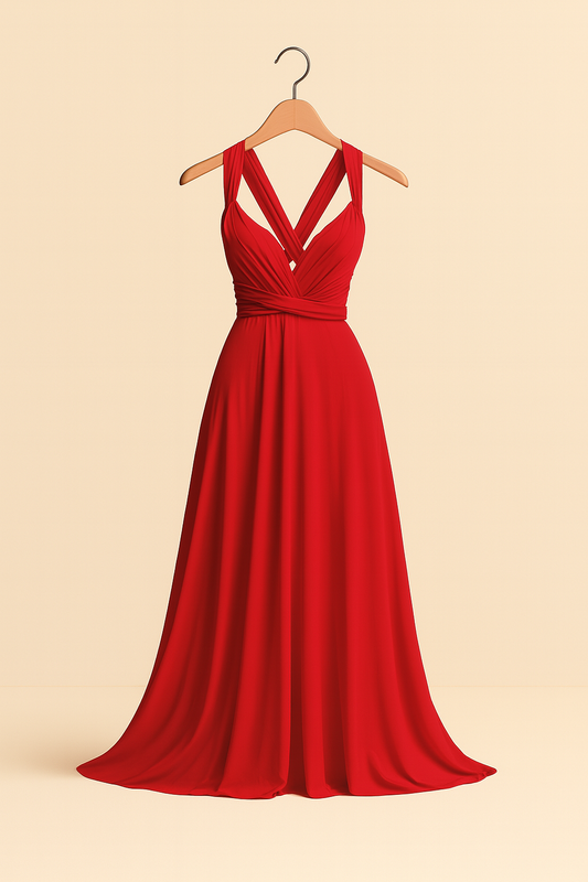Vestido Largo Convertible Boho Rojo Mujer