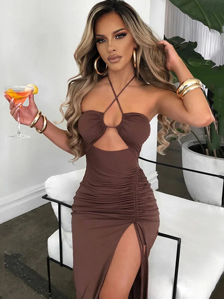 Vestidos sexis sin mangas por debajo de la rodilla con espalda descubierta Para Mujer, vestido ajustado Para fiesta y Club nocturno, Vestidos ceñidos Para Mujer