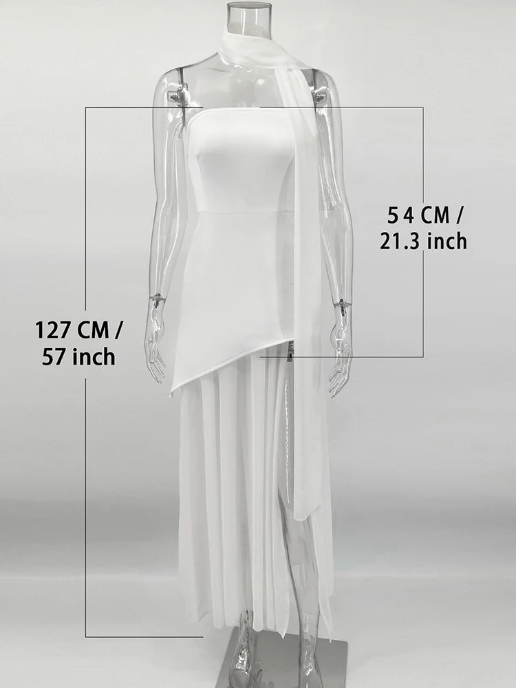 TARUXY moda vestido sin tirantes con cinta mujer elegante sin mangas malla playa vacaciones vestido largo 2025 primavera nuevo vestido de mujer