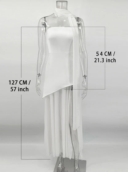 TARUXY moda vestido sin tirantes con cinta mujer elegante sin mangas malla playa vacaciones vestido largo 2025 primavera nuevo vestido de mujer