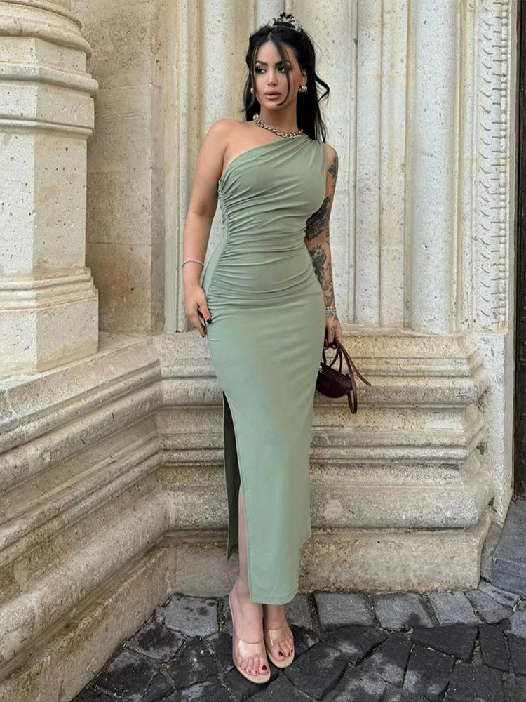 Maxivestido de verano para mujer, vestido Sexy dividido a la moda sin mangas con espalda descubierta, vestido ajustado informal para mujer, ropa de calle elegante para discoteca, vestidos de fiesta