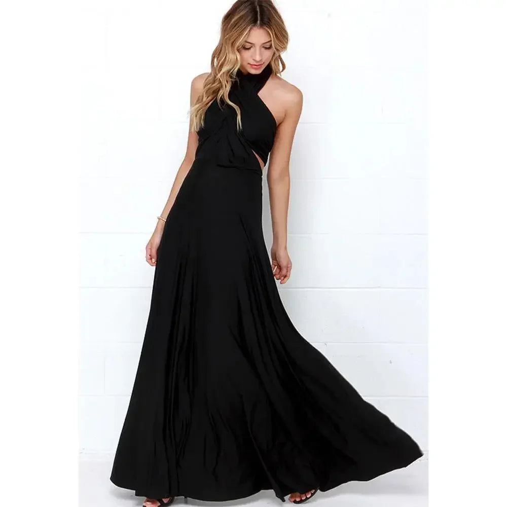 Sexy mujer Multiway Wrap Convertible Boho Maxi Club vestido rojo vendaje vestido largo fiesta damas de honor Infinity Robe Longue Femme