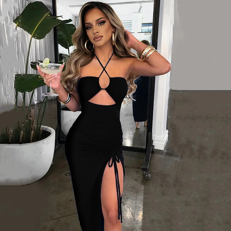 Vestidos sexis sin mangas por debajo de la rodilla con espalda descubierta Para Mujer, vestido ajustado Para fiesta y Club nocturno, Vestidos ceñidos Para Mujer