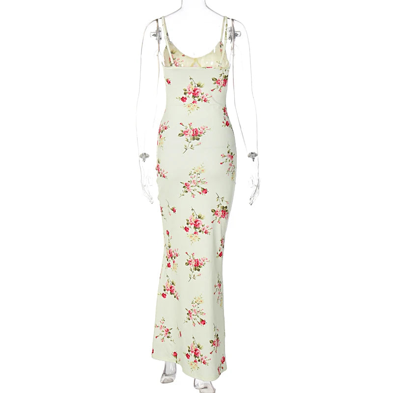 Dulzura-ropa Sexy Y2K con estampado Floral, sin mangas, Espalda descubierta, vestidos largos ajustados para mujer, traje elegante para fiesta de cumpleaños y Club 2023