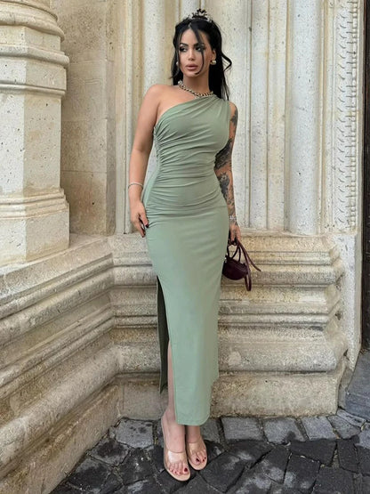 Maxivestido de verano para mujer, vestido Sexy dividido a la moda sin mangas con espalda descubierta, vestido ajustado informal para mujer, ropa de calle elegante para discoteca, vestidos de fiesta