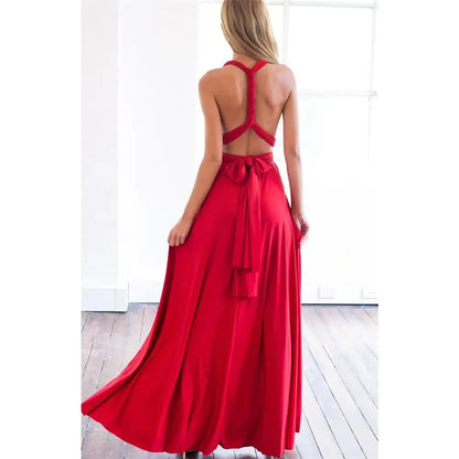 Sexy mujer Multiway Wrap Convertible Boho Maxi Club vestido rojo vendaje vestido largo fiesta damas de honor Infinity Robe Longue Femme