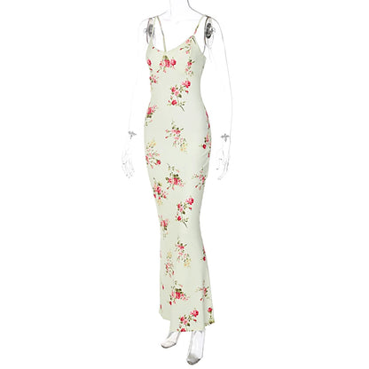 Dulzura-ropa Sexy Y2K con estampado Floral, sin mangas, Espalda descubierta, vestidos largos ajustados para mujer, traje elegante para fiesta de cumpleaños y Club 2023