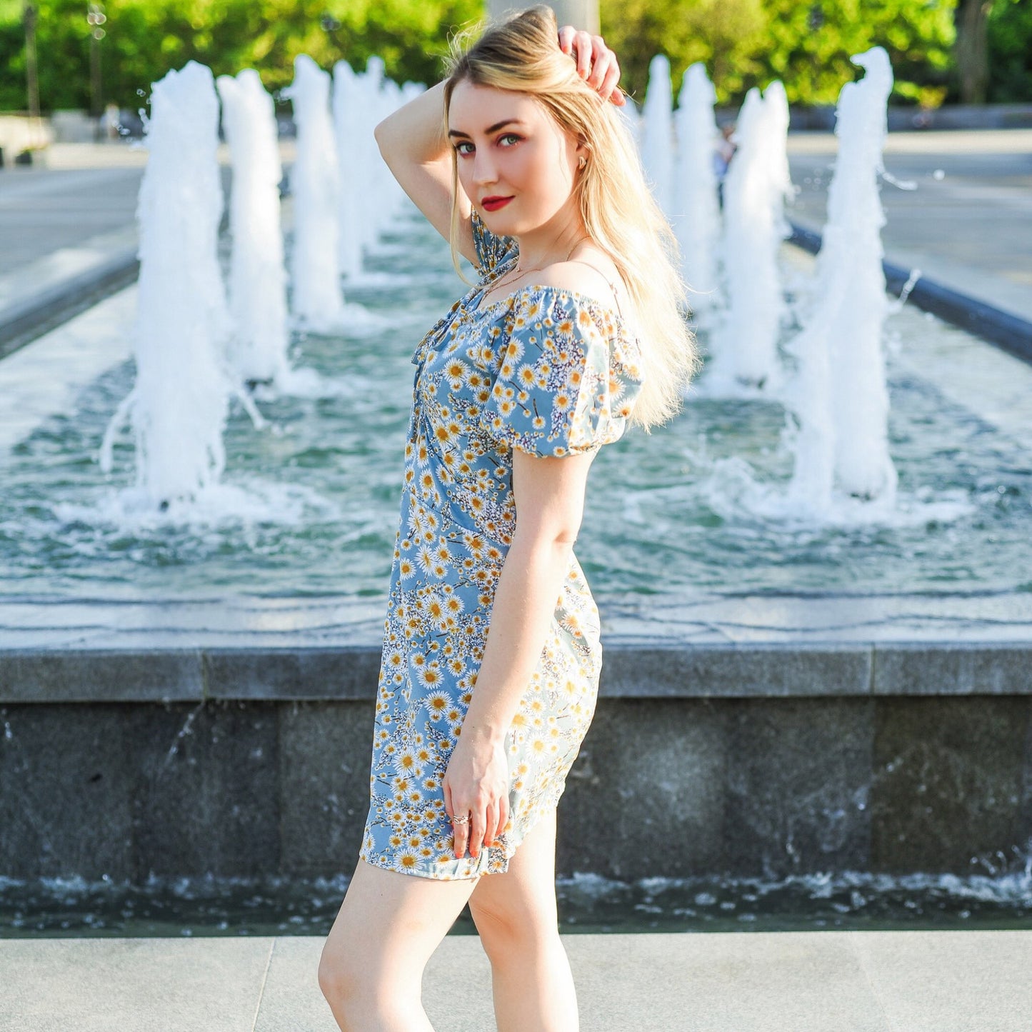 Minivestidos de mujer, moda de verano, Vestidos femeninos con estampado Floral, Vestidos de gasa fruncidos, plisado, manga corta acampanada, vestido informal