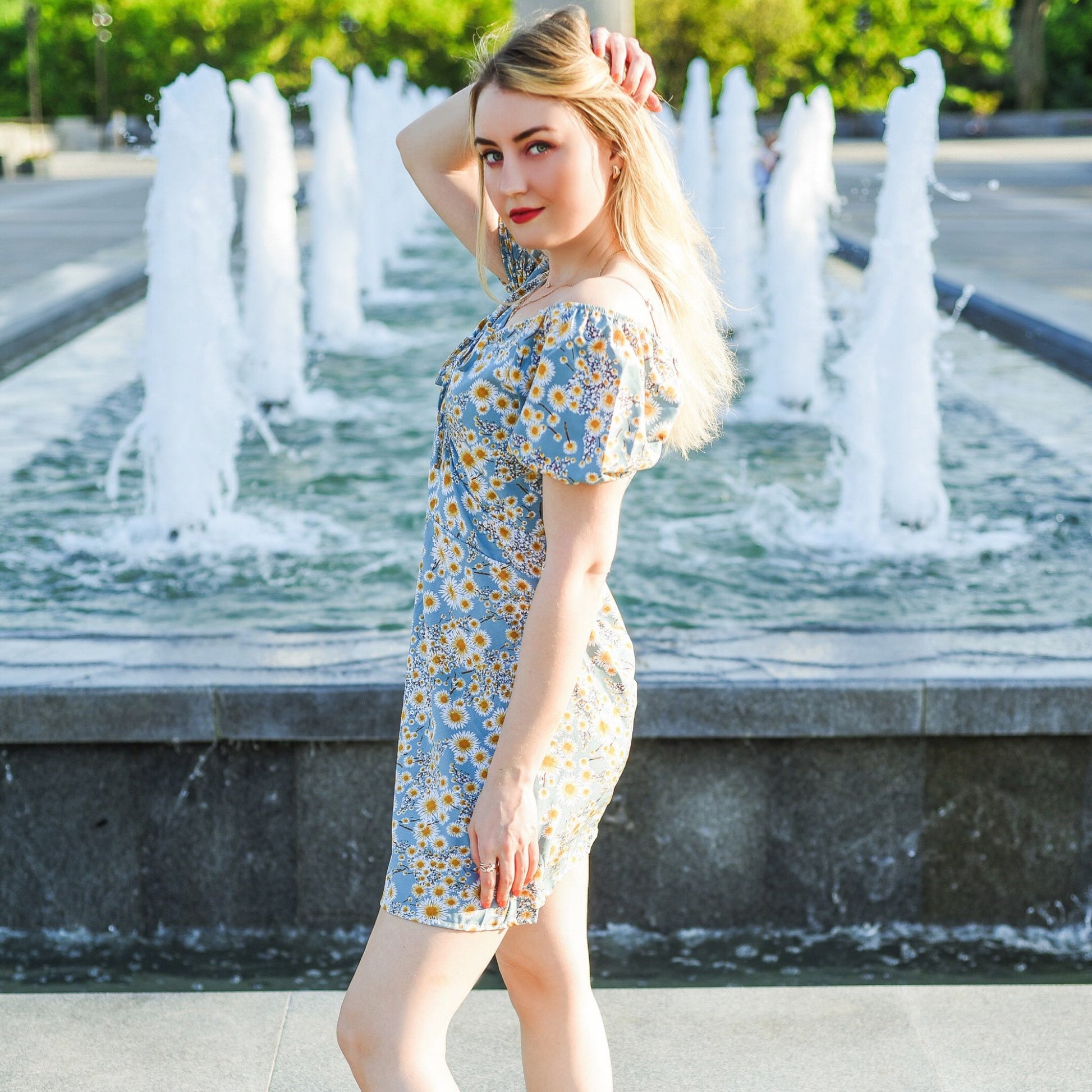 Minivestidos de mujer, moda de verano, Vestidos femeninos con estampado Floral, Vestidos de gasa fruncidos, plisado, manga corta acampanada, vestido informal