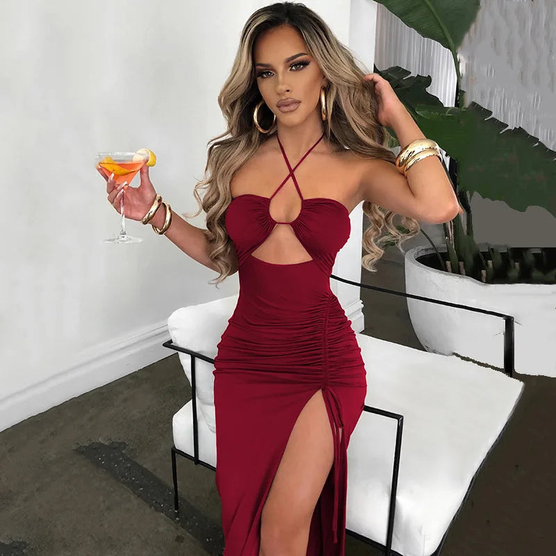 Vestidos sexis sin mangas por debajo de la rodilla con espalda descubierta Para Mujer, vestido ajustado Para fiesta y Club nocturno, Vestidos ceñidos Para Mujer