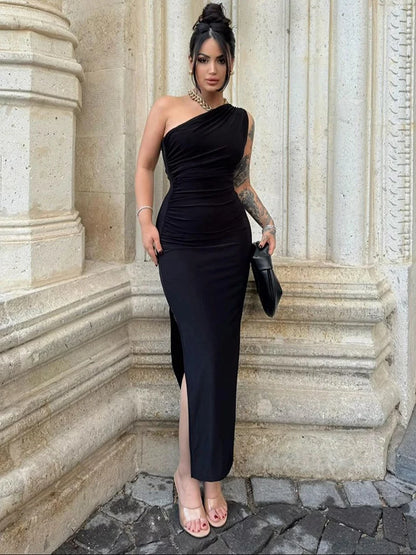 Maxivestido de verano para mujer, vestido Sexy dividido a la moda sin mangas con espalda descubierta, vestido ajustado informal para mujer, ropa de calle elegante para discoteca, vestidos de fiesta