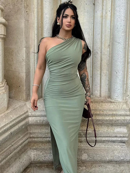 Maxivestido de verano para mujer, vestido Sexy dividido a la moda sin mangas con espalda descubierta, vestido ajustado informal para mujer, ropa de calle elegante para discoteca, vestidos de fiesta