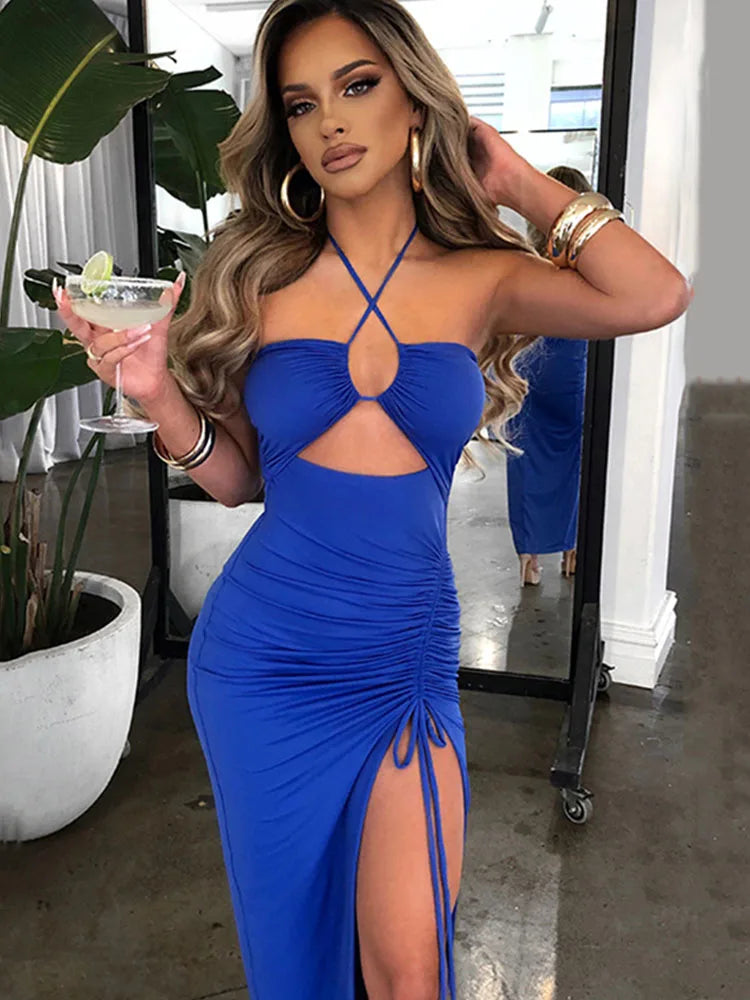 Vestidos sexis sin mangas por debajo de la rodilla con espalda descubierta Para Mujer, vestido ajustado Para fiesta y Club nocturno, Vestidos ceñidos Para Mujer