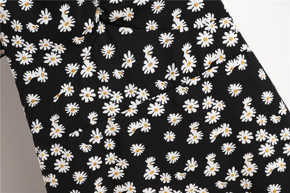 Minivestidos de mujer, moda de verano, Vestidos femeninos con estampado Floral, Vestidos de gasa fruncidos, plisado, manga corta acampanada, vestido informal