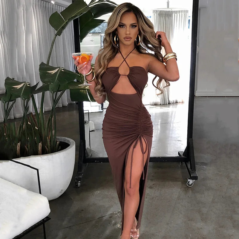 Vestidos sexis sin mangas por debajo de la rodilla con espalda descubierta Para Mujer, vestido ajustado Para fiesta y Club nocturno, Vestidos ceñidos Para Mujer