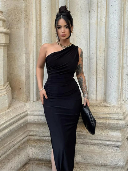 Maxivestido de verano para mujer, vestido Sexy dividido a la moda sin mangas con espalda descubierta, vestido ajustado informal para mujer, ropa de calle elegante para discoteca, vestidos de fiesta