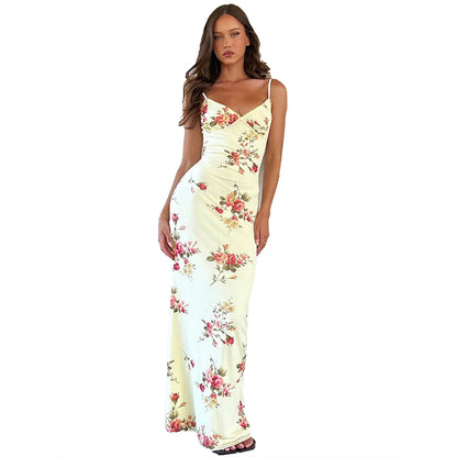 Dulzura-ropa Sexy Y2K con estampado Floral, sin mangas, Espalda descubierta, vestidos largos ajustados para mujer, traje elegante para fiesta de cumpleaños y Club 2023